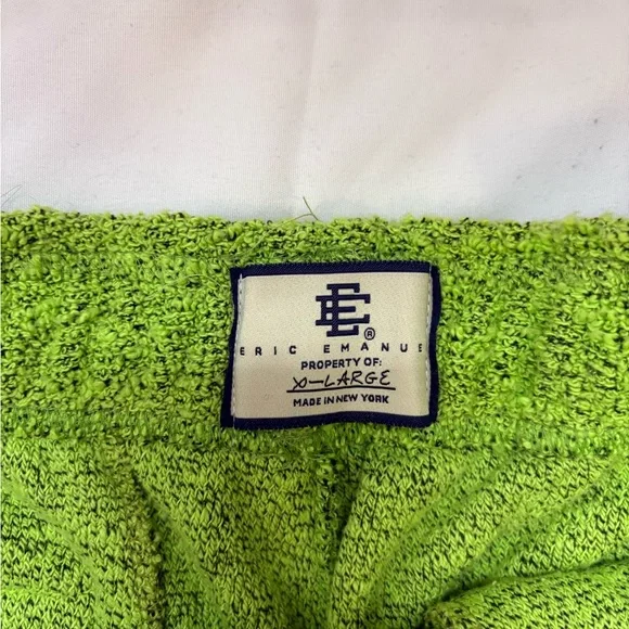 Eric Emanuel Kids Lime Green Terry Sweatpants with Purple Logo - Picture 2 of 4